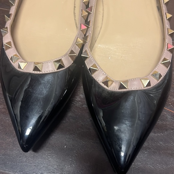 VALENTINO Garavani Studded Hot Black Baige/Ballet Flats Shoes 37 Eu 6.5 - Picture 3 of 5